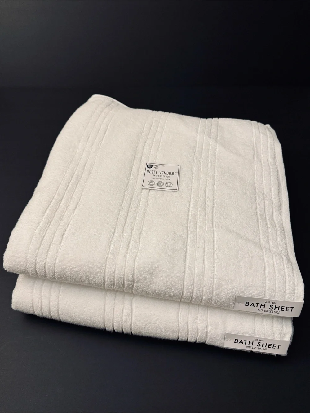 2pc HOTEL VENDOME Premium Plush Zero Twist Cotton Bath Sheet Towel Set
